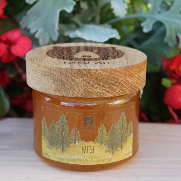 Mesi puidust kaanega klaaspurgis 350g